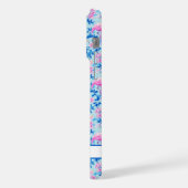Flamingos mit rosa Blumen monogrammiert iPhone Hülle (Linke Seite)