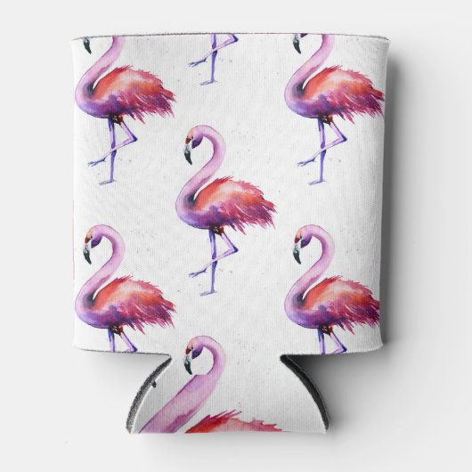 Flamingos mit Splash: Aquarellmuster. Dosenkühler (Vorderseite)