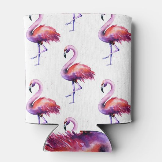 Flamingos mit Splash: Aquarellmuster. Dosenkühler (Rückseite)