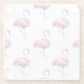 Flamingos mit Splash: Aquarellmuster. Glasuntersetzer (Rückseite)