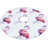 Flamingos mit Splash: Aquarellmuster. Polyester Weihnachtsbaumdecke (Schrägansicht)