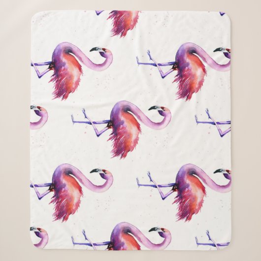 Flamingos mit Splash: Aquarellmuster. Sherpadecke (Vorderseite)