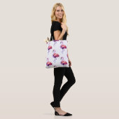 Flamingos mit Splash: Aquarellmuster. Tasche (Am Model)