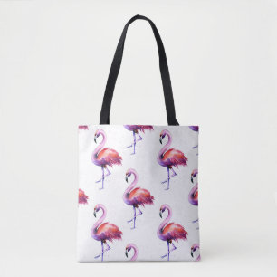 Flamingos mit Spritzern: Wasserfarbenmuster. Tasche