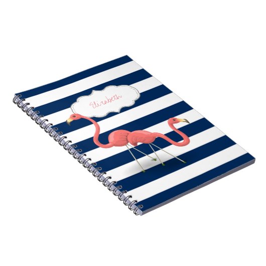 Flamingos, moderne blaue Streifen der Marine Notizblock (Rechte Seite)