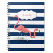 Flamingos, moderne blaue Streifen der Marine Notizblock (Vorderseite)