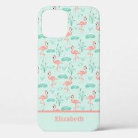 Flamingo's Monogram Tropical Bird Pink Green Trend