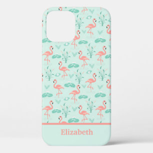 Flamingo's Monogram Tropical Bird Pink Green Trend Case-Mate iPhone Hülle