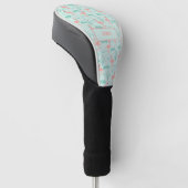 Flamingos Monogramm Tropical Bird Rosa Grün Golf Headcover (angewinkelt)
