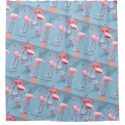 Flamingos Muster 1 Duschvorhang (Vorderseite)