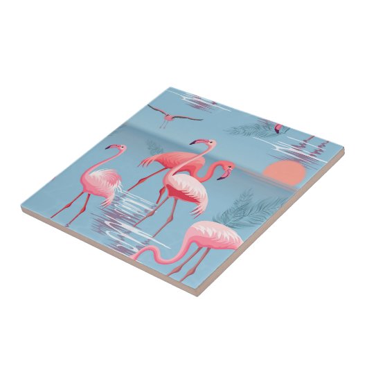 Flamingos Muster 1 Fliese (Seite)