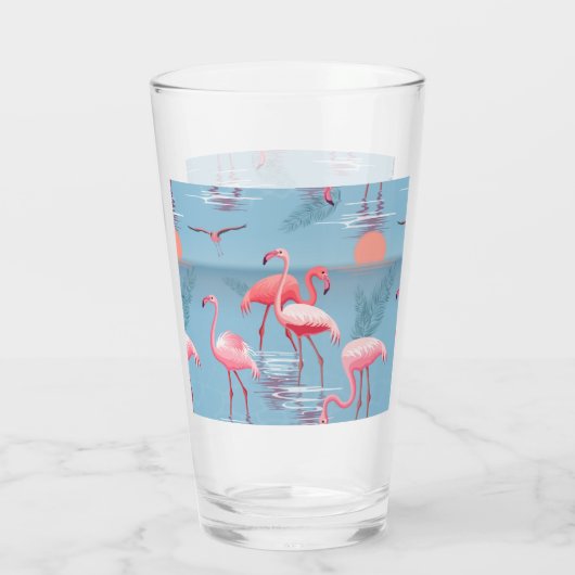 Flamingos Muster 1 Glas (Rückseite)