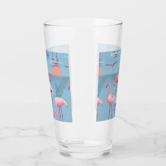 Flamingos Muster 1 Glas (Links)