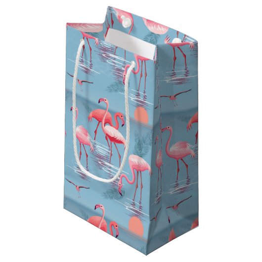 Flamingos Muster 1 Kleine Geschenktüte (Vorderseite Schrägansicht)