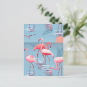 Flamingos Muster 1 Postkarte (Stehend Vorderseite)