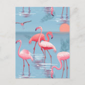 Flamingos Muster 1 Postkarte (Vorderseite)