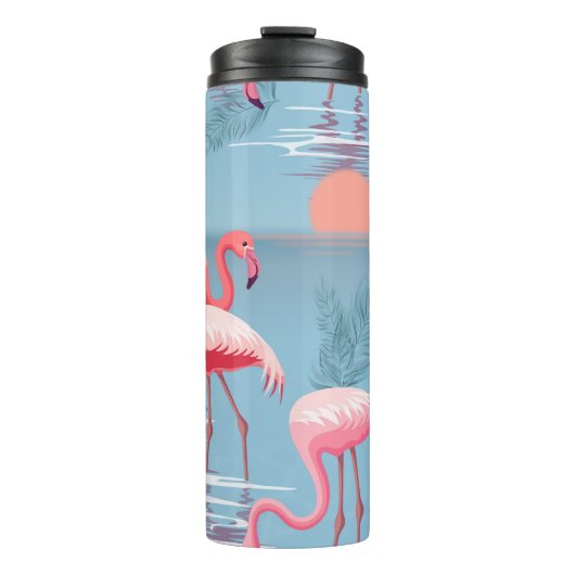 Flamingos Muster 1 Thermosbecher (Vorderseite)