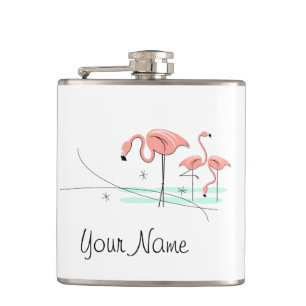 Flamingos Ocean Trio 3 Name umhüllte Flasche Flachmann
