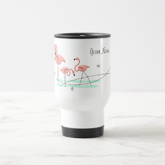 Flamingos Ocean Trio 'Name' travel mug Reisebecher (Mittel)