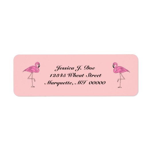 Flamingos-Paar rosa Rücksendeadressen-Aufkleber (Vorne)