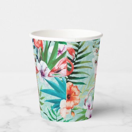 Flamingos & Palm Tree Luau Cups Pappbecher (Rechts)