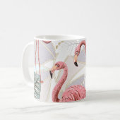 Flamingos, Palmen Blätter: Vintages Muster. Kaffeetasse (Vorderseite Links)