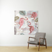 Flamingos, Palmen Blätter: Vintages Muster. Wandteppich (Beispiel (Horizontal))