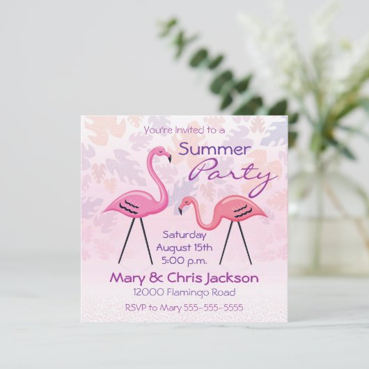 Flamingos-Party Einladung (Stehend Vorderseite)