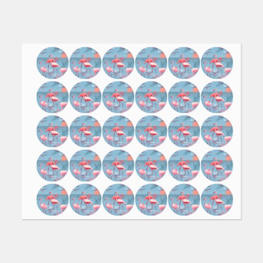 Flamingos Pattern 1 Etiketten (Blatt)
