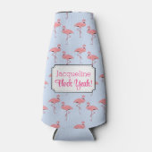 Flamingos Pattern Sky Blue Custom Bridesmaid Gesch Flaschenkühler (Vorderseite)