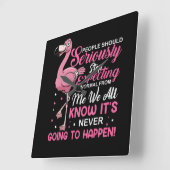 Flamingos | People Should Stop Expecting Normal Quadratische Wanduhr (Winkel)