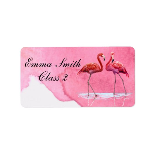 Flamingos Personalisiert School Label Adressaufkleber (Vorne)