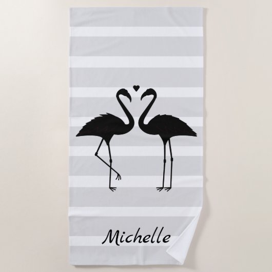 Flamingos Personalisiert Strandtuch (Vorderseite)
