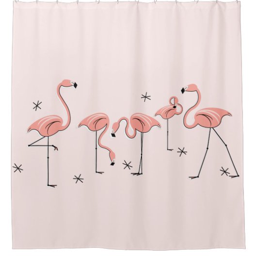 Flamingos Pink Group Duschvorhang (Vorderseite)