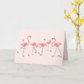 Flamingos Pink Group Text Grüße Karte (Gelbe Blume)