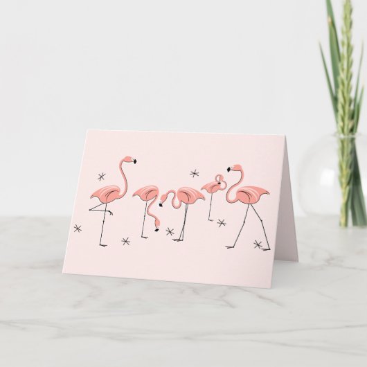 Flamingos Pink Group Text Grüße Karte (Vorderseite)