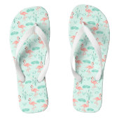 Flamingos Pink Grüne tropische Vögel Trendy Badesandalen (Fußbett)