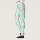 Flamingos Pink Grüne tropische Vögel Trendy Leggings (Links)
