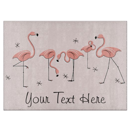 Flamingos Pink Gruppe Textschneider Schneidebrett (Vorderseite)