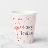 Flamingos Pink Happy Birthday Pappbecher (Vorderseite)