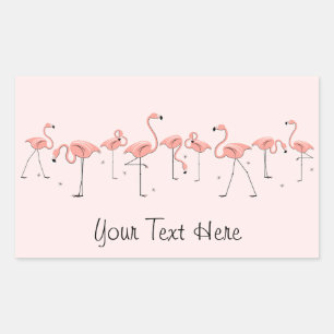 Flamingos Pink Line Aufkleber Rechteck