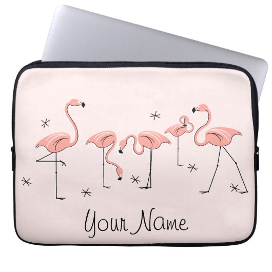 Flamingos Pink Line Name Notebook-Hülle Laptopschutzhülle (Vorderseite)
