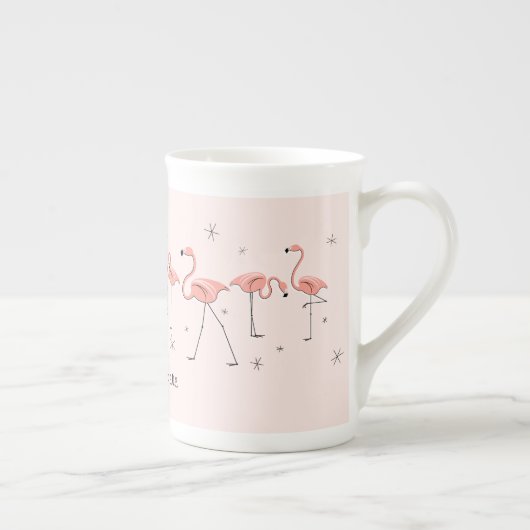 Flamingos Pink Line Text China Tasse (Rechts)