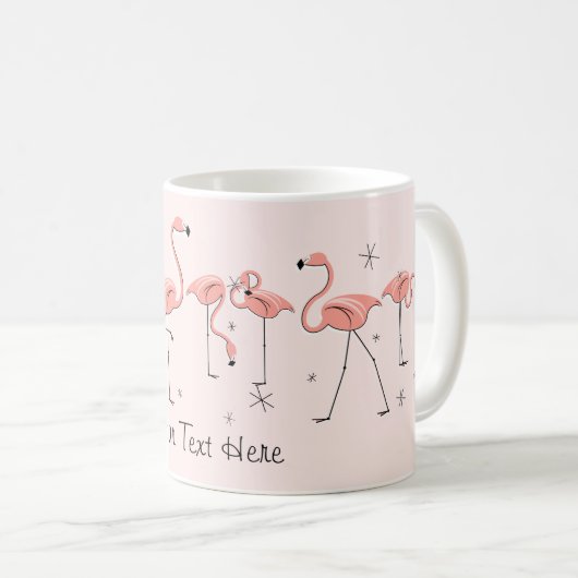 Flamingos Pink Line 'Text' Tasse (VorderseiteRechts)