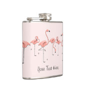 Flamingos Pink-Linie Text umhüllt Flasche Flachmann (Rechts)