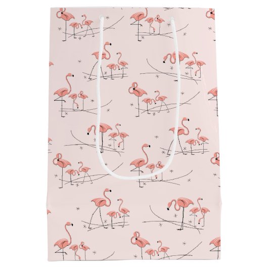Flamingos Pink Multigeschenktüte Medium Mittlere Geschenktüte (Rückseite)