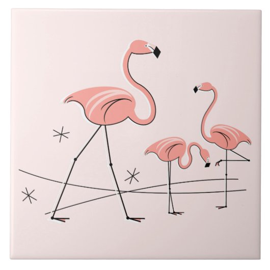 Flamingos Pink Trio 2 Fliese (Vorderseite)