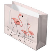Flamingos Pink Trio 2 Geschenktasche groß Große Geschenktüte (Vorderseite Schrägansicht)