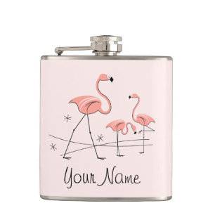 Flamingos Pink Trio 2 Name umhüllter Kolben Flachmann