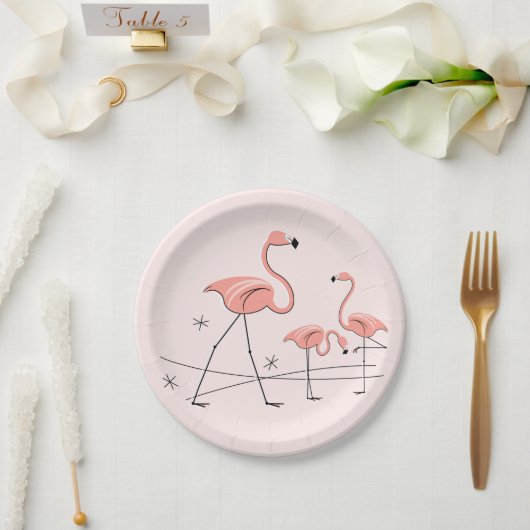 Flamingos Pink Trio 2 Papierplatte Pappteller (Hochzeit)